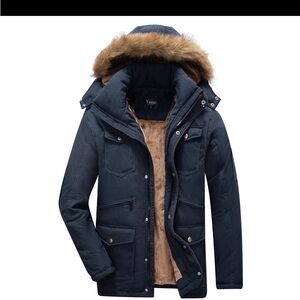 Yozai Men's Winter Coat, Warm Jackets for Mens Water Resistant, Hooded, LARGE